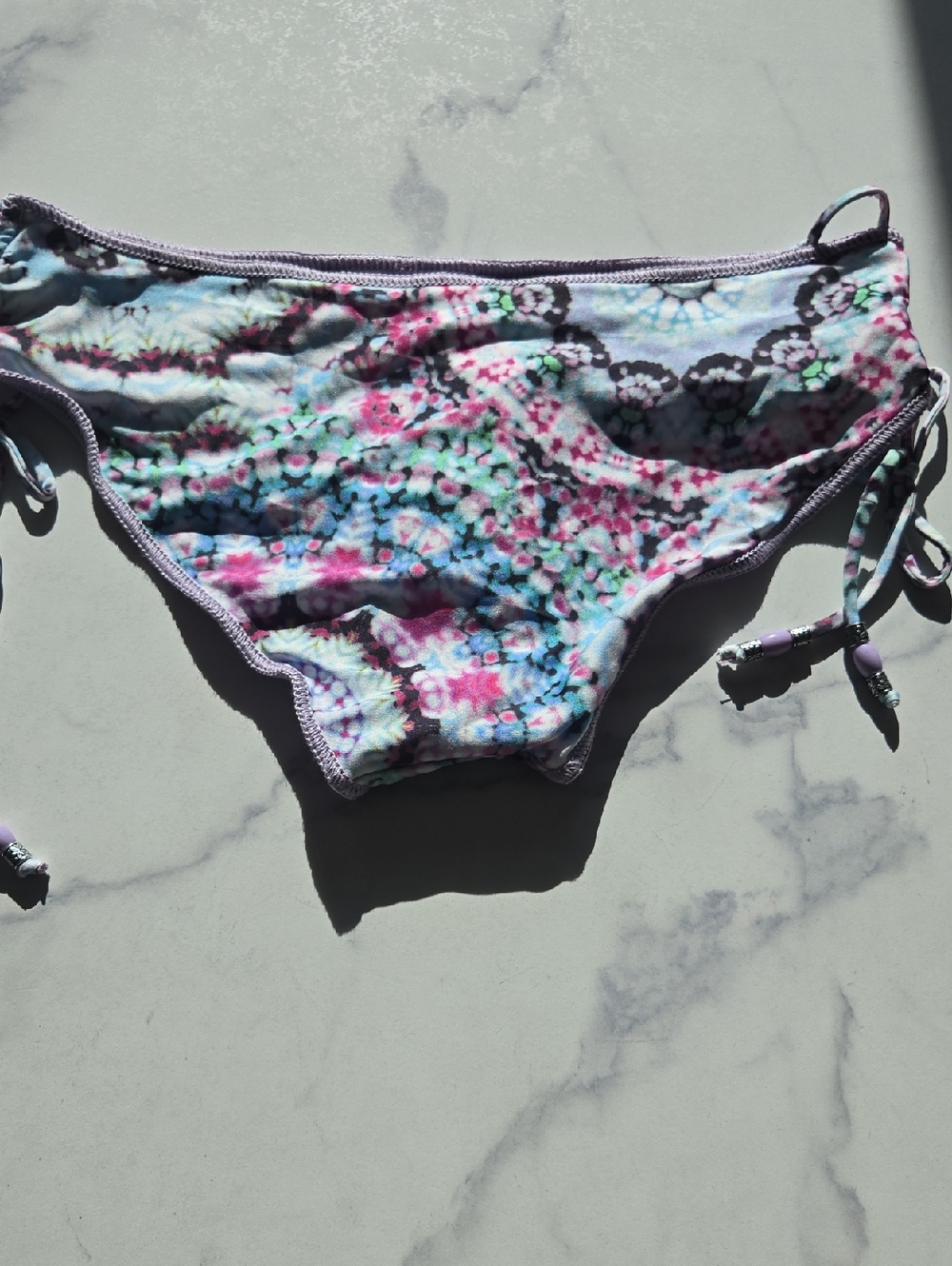 Becca Peace and Love Corset-Tie Hipster Bikini Bottoms Multi Swimsuit Size L NWT - Picture 5 of 9